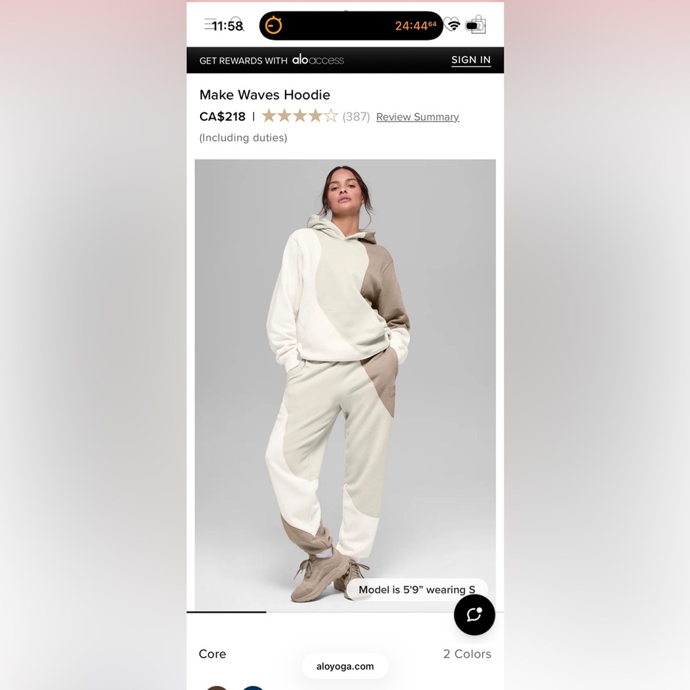 ALO Yoga Make Waves Hoodie - new with tags & unworn
